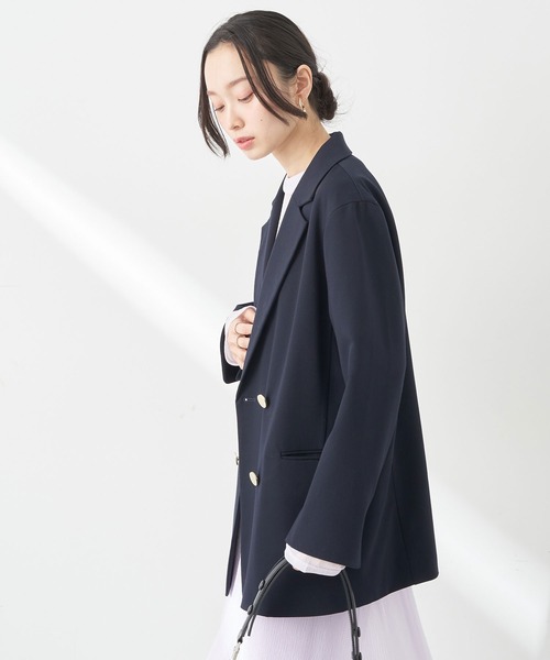 earth music&ecology（アースミュージックアンドエコロジー）の「ダブルテーラードジャケット（テーラードジャケット・レディース・ベージュ/ネイビー・L/M）」の18枚目の写真