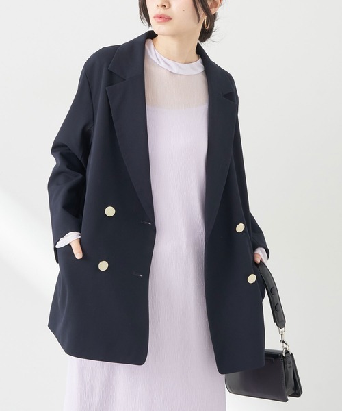 earth music&ecology（アースミュージックアンドエコロジー）の「ダブルテーラードジャケット（テーラードジャケット・レディース・ベージュ/ネイビー・L/M）」の15枚目の写真