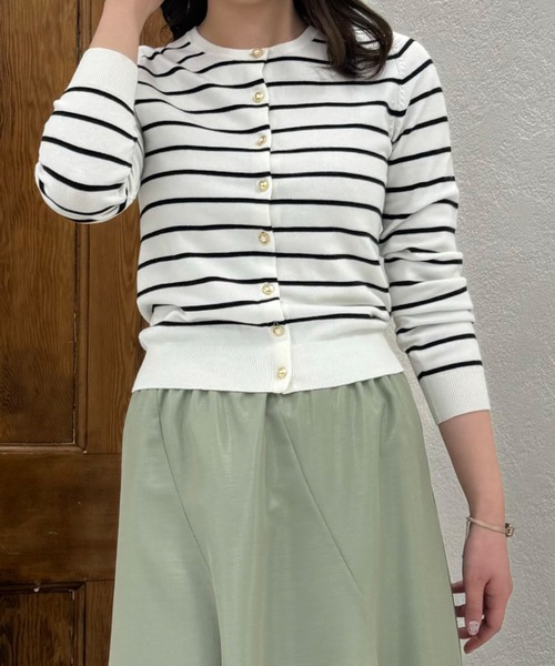 MISCH MASCH（ミッシュマッシュ）の「■2024春夏新作■ベーシックビジューカーデ/MM418406（カーディガン/ボレロ・レディース・ホワイト/ホワイト系その他/ブルー/ピンク/イエロー/ブラック・S/M）」の7枚目の写真