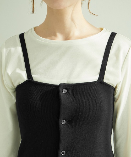 ROPE' PICNIC（ロペピクニック）の「着丈が選べる/ニットビスチェ（キャミソール・レディース・オフホワイト/ブラック・38/36）」の20枚目の写真