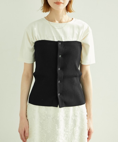 ROPE' PICNIC（ロペピクニック）の「着丈が選べる/ニットビスチェ（キャミソール・レディース・オフホワイト/ブラック・38/36）」の12枚目の写真