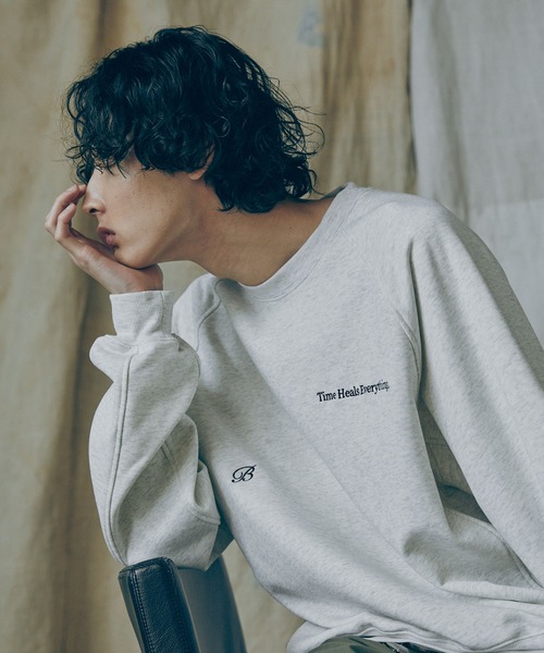 Bleme（ブレム）の「サイドパネル 刺繍ロゴ リラクシー ライトウエイトスウェット（スウェット・メンズ・ネイビー/オートミール・M/S/XL/L）」の18枚目の写真