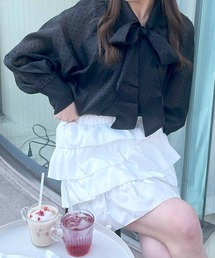 ドットシフォンボウタイブラウス