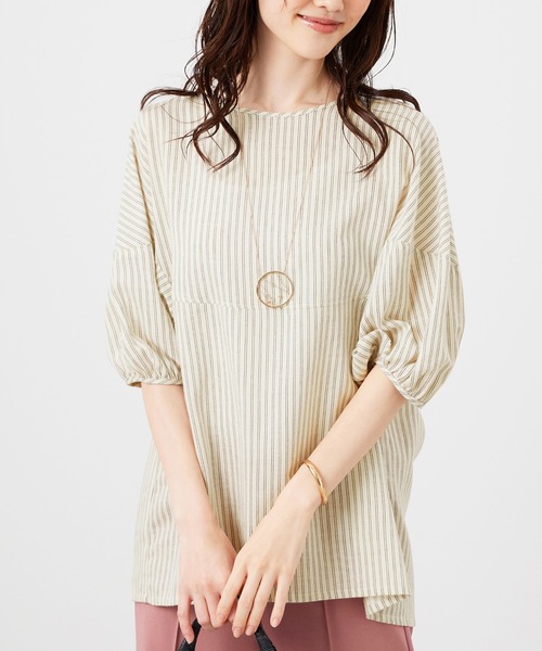 BELLUNA PLUS(ベルーナ)の「柔らか綿麻ボリューム袖ブラウス(シャツ/ブラウス・レディース・ブルー系/コーラル/ホワイト系/ミント・LARGE/MEDIUM/X-LARGE)」の6枚目の写真