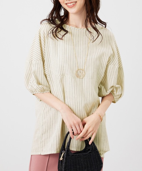 BELLUNA PLUS(ベルーナ)の「柔らか綿麻ボリューム袖ブラウス(シャツ/ブラウス・レディース・ブルー系/コーラル/ホワイト系/ミント・LARGE/MEDIUM/X-LARGE)」の5枚目の写真