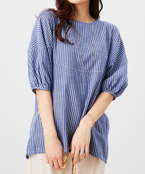 BELLUNA PLUS(ベルーナ)の「柔らか綿麻ボリューム袖ブラウス(シャツ/ブラウス・レディース・ブルー系/コーラル/ホワイト系/ミント・LARGE/MEDIUM/X-LARGE)」の16枚目の写真