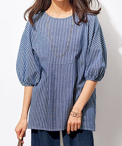 BELLUNA PLUS(ベルーナ)の「柔らか綿麻ボリューム袖ブラウス(シャツ/ブラウス・レディース・ブルー系/コーラル/ホワイト系/ミント・LARGE/MEDIUM/X-LARGE)」の18枚目の写真