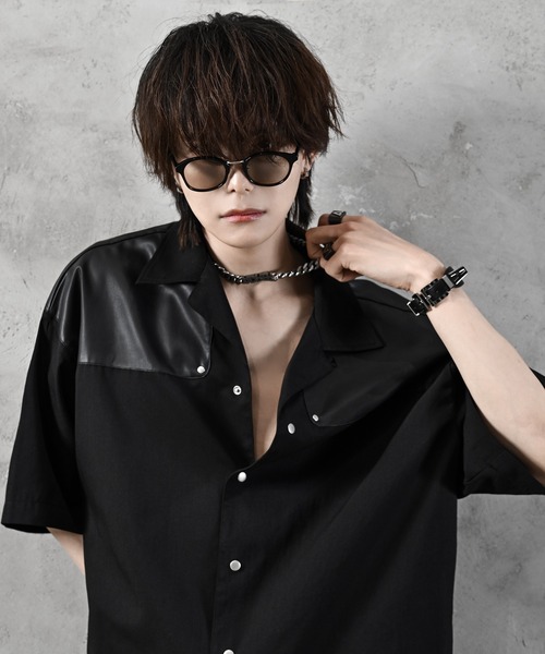 ADRER（アドラー）の「TR switch shirt / 合皮スイッチシャツ（シャツ/ブラウス・メンズ・ブラック・X-SMALL/XX-SMALL/LARGE/MEDIUM/SMALL）」の5枚目の写真