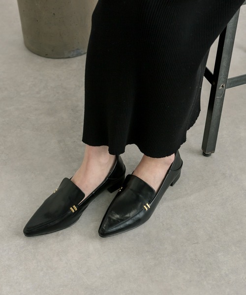 RIVE DROITE(リヴドロワ)の「2WAYサイドメタルシューズ(ローファー・レディース・ブラック/ベージュ・S/M/L)」の4枚目の写真