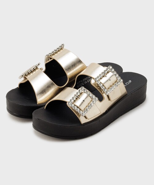 OPAQUE.CLIP（オペークドットクリップ）の「◆ビジューバックルダブルベルトサンダル（サンダル・レディース・オフホワイト/ブラック/ゴールド・02/03）」の14枚目の写真