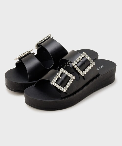 OPAQUE.CLIP（オペークドットクリップ）の「◆ビジューバックルダブルベルトサンダル（サンダル・レディース・オフホワイト/ブラック/ゴールド・02/03）」の15枚目の写真