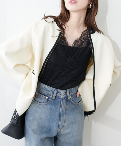 natural couture（ナチュラルクチュール）の「前後2WAY総レースインナー（タンクトップ・レディース・ピンクベージュ/グレイッシュベージュ/ブラック/オフホワイト・FREE）」の15枚目の写真