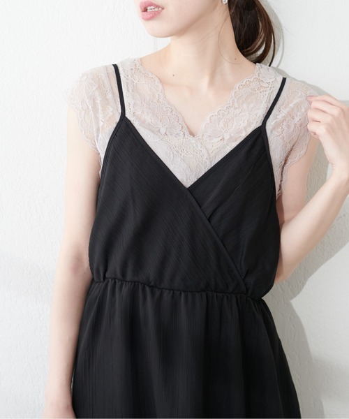 natural couture（ナチュラルクチュール）の「前後2WAY総レースインナー（タンクトップ・レディース・ピンクベージュ/グレイッシュベージュ/ブラック/オフホワイト・FREE）」の19枚目の写真