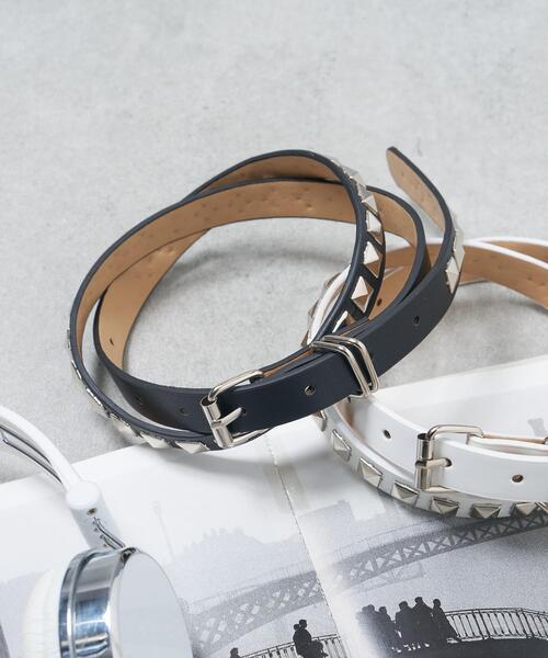 WEGO（ウィゴー）の「WEGO/スクエアスタッズ細ベルト（ベルト・レディース・ブラック/ホワイト・FREE）」の2枚目の写真