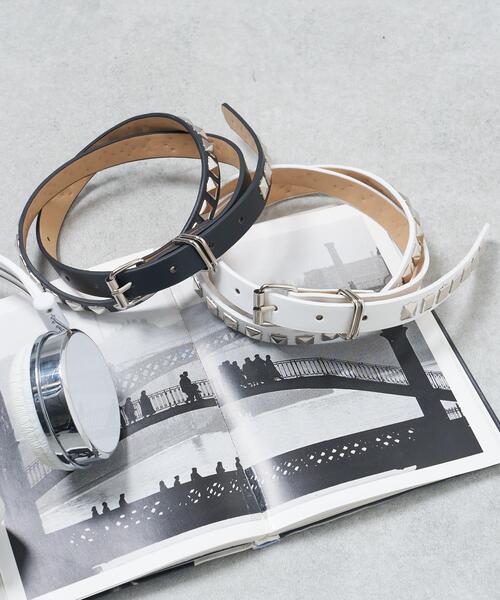 WEGO（ウィゴー）の「WEGO/スクエアスタッズ細ベルト（ベルト・レディース・ブラック/ホワイト・FREE）」の4枚目の写真