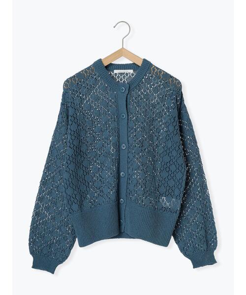 sm2rhythm（サマンサモスモスリズム）の「透かし編みクルーネックカーディガン（カーディガン/ボレロ・レディース・オフホワイト/ブラック/ブルー・F）」の3枚目の写真