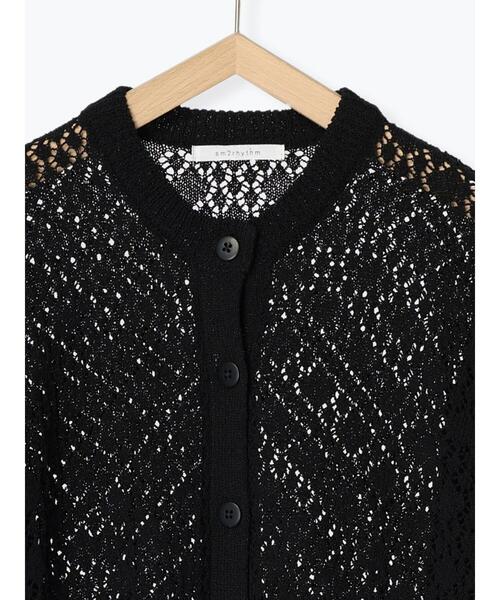 sm2rhythm（サマンサモスモスリズム）の「透かし編みクルーネックカーディガン（カーディガン/ボレロ・レディース・オフホワイト/ブラック/ブルー・F）」の8枚目の写真
