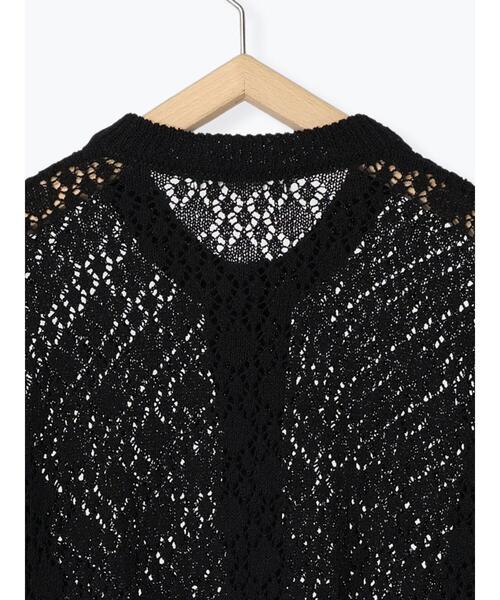 sm2rhythm（サマンサモスモスリズム）の「透かし編みクルーネックカーディガン（カーディガン/ボレロ・レディース・オフホワイト/ブラック/ブルー・F）」の5枚目の写真