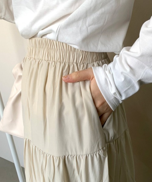 CRB（シーアールビー）の「マキシティアードロングスカート（スカート・レディース・ベージュ/オフホワイト/ブラック・F）」の20枚目の写真