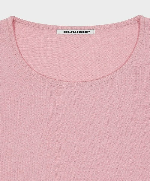 BLACKUP（ブラックアップ）の「[MADE] クシュムコットンセミクロップUネックニット（ニット/セーター・レディース・ピンク/グレー/アイボリー/ブラック・FREE）」の10枚目の写真