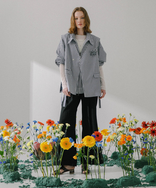 SENSE OF PLACE by URBAN RESEARCH（センスオブプレイスバイアーバンリサーチ）の「hxcyyd × SOP　セーラーフレアパンツ(UNISEX)（その他パンツ・メンズ・ブラック/ベージュ・MEDIUM/LARGE）」の4枚目の写真