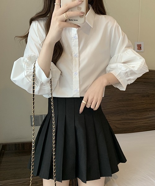 gossip!ロサンゼルス(ゴシップロサンゼルス)の「YUGA パフスリーブ ブラウス(シャツ/ブラウス・レディース・ホワイト/ブラック・M/L)」の6枚目の写真