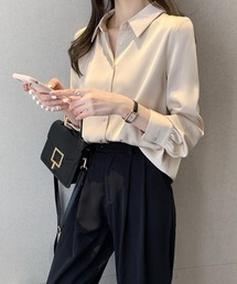 とろみサテンシャツ フォーマル 長袖