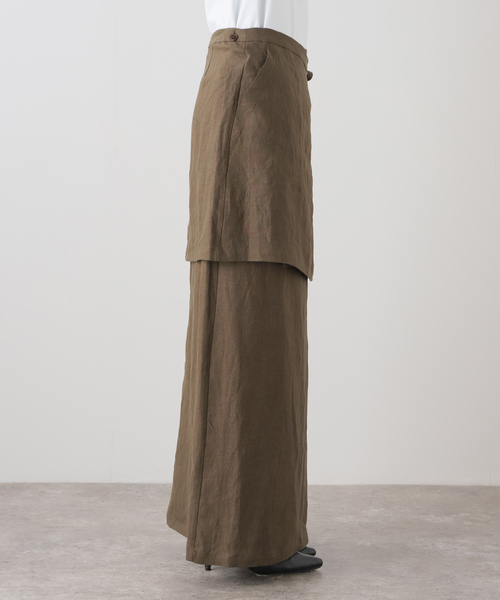 SAYAKADAVIS（サヤカディヴィス）の「SAYAKADAVIS Line Canvas Layered Wrap Skirt SSK3-LIC（スカート・レディース・ブラウン・SMALL）」の2枚目の写真