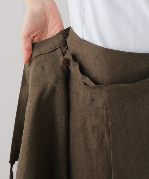 SAYAKADAVIS（サヤカディヴィス）の「SAYAKADAVIS Line Canvas Layered Wrap Skirt SSK3-LIC（スカート・レディース・ブラウン・SMALL）」の9枚目の写真
