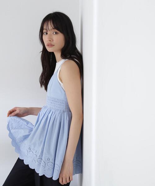 NATURAL BEAUTY BASIC(ナチュラルビューティーベーシック)の「◇カットワークキャミチュニック(キャミソール・レディース・ブラック/ブルー/ホワイト・FREE)」の3枚目の写真