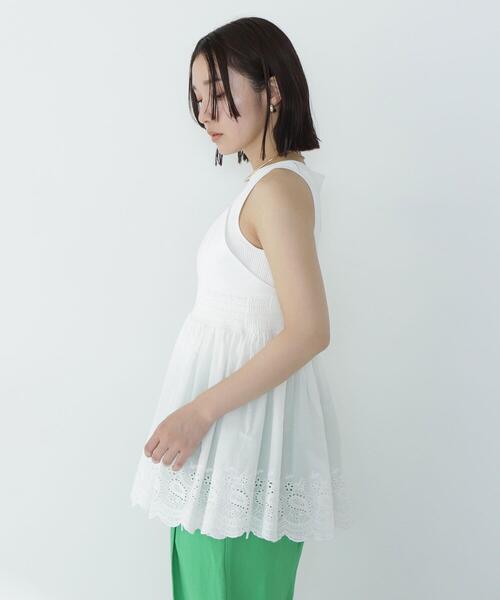 NATURAL BEAUTY BASIC(ナチュラルビューティーベーシック)の「◇カットワークキャミチュニック(キャミソール・レディース・ブラック/ブルー/ホワイト・FREE)」の21枚目の写真