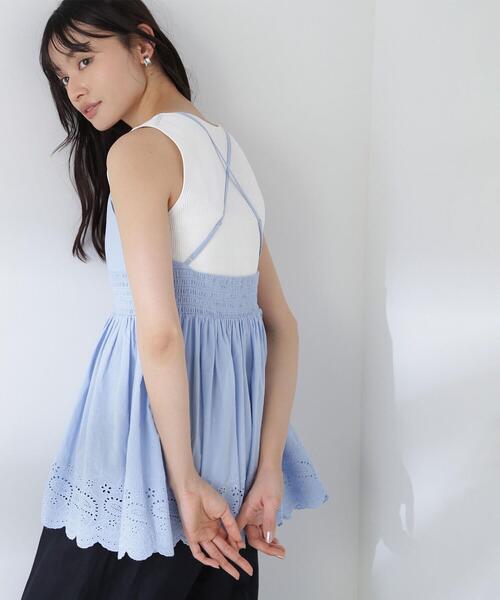 NATURAL BEAUTY BASIC(ナチュラルビューティーベーシック)の「◇カットワークキャミチュニック(キャミソール・レディース・ブラック/ブルー/ホワイト・FREE)」の9枚目の写真