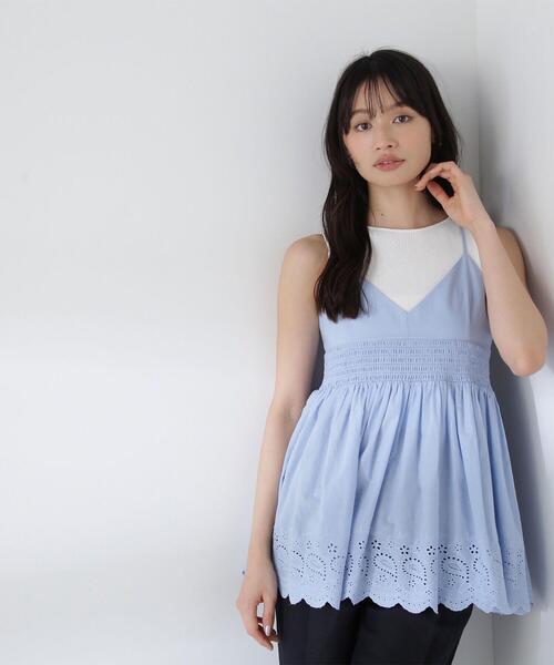 NATURAL BEAUTY BASIC(ナチュラルビューティーベーシック)の「◇カットワークキャミチュニック(キャミソール・レディース・ブラック/ブルー/ホワイト・FREE)」の7枚目の写真