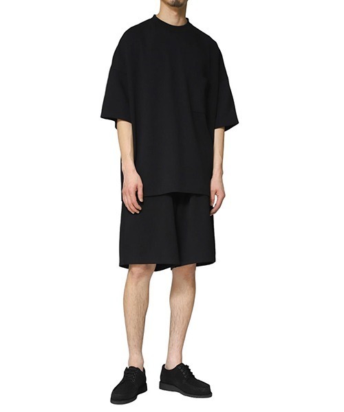 marka（マーカ）の「marka / マーカ：EASY SHORTS - 20//1 RECYCLE SUVIN ORGANIAC COTTON KNIT -：M24A-18PT01B[COR]（その他パンツ・メンズ・ブラック・1(S)/2(M)）」の2枚目の写真