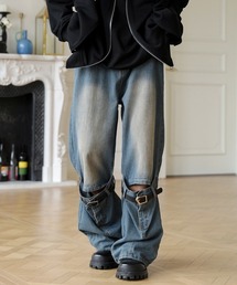 EFFECTION（エフェクション）の「【FVLMEN】vintage wash belt design wide denim/ビンテージウォッシュ ベルト デザイン ワイド デニム（デニムパンツ）」