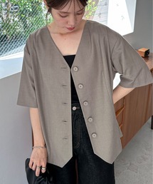 feepur | ノーカラーハーフジャケット(ノーカラージャケット)