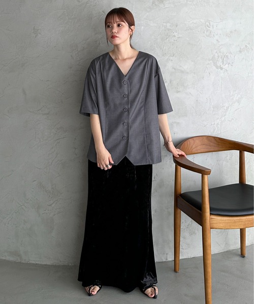 feepur（フェピュール）の「ノーカラーハーフジャケット（ノーカラージャケット・レディース・ブラック/ベージュ/グレー・MEDIUM）」の18枚目の写真