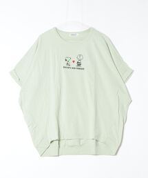 PEANUTS 裾バルーンワンポイント刺繍Tシャツ 半袖