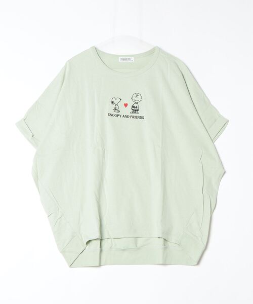 PEANUTS(ピーナッツ)の「PEANUTS 裾バルーンワンポイント刺繍Tシャツ 半袖(Tシャツ/カットソー・メンズ・グリーン系/アイボリー/ネイビー・M/L)」の3枚目の写真