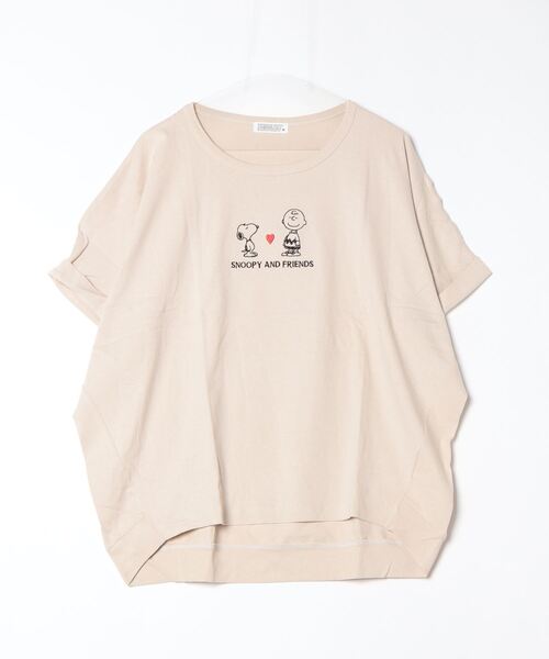 PEANUTS(ピーナッツ)の「PEANUTS 裾バルーンワンポイント刺繍Tシャツ 半袖(Tシャツ/カットソー・メンズ・グリーン系/アイボリー/ネイビー・M/L)」の2枚目の写真
