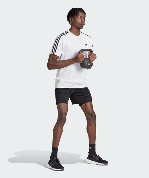 adidas Training Gym+ 3ストライプTシャツ トレイン エッセンシャルズ スリーストライプス トレーニング