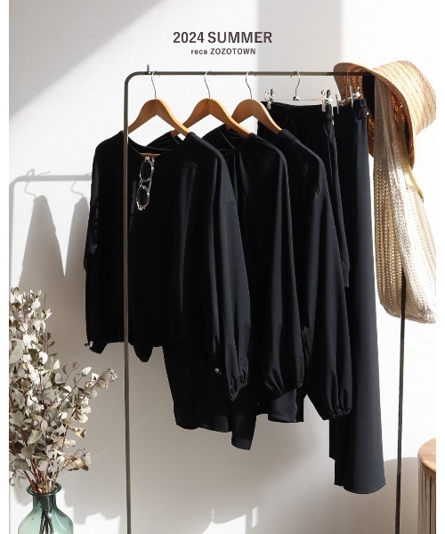 reca(レカ)の「UVカット ラッシュガード ワイドパンツ(ラッシュガード・レディース・ブラック/モカ・L/M)」の5枚目の写真