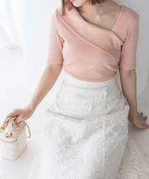 clear | 5分袖クロスリブカットソートップス［着回し抜群 オフィスカジュアル］≪再入荷≫(Tシャツ/カットソー)