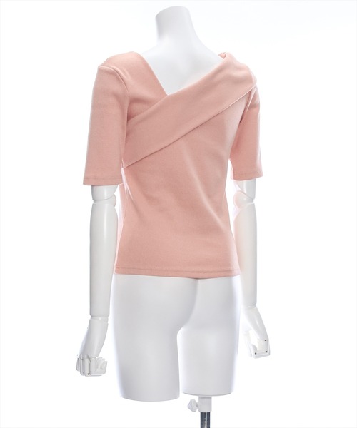 clear（クリア）の「5分袖クロスリブカットソートップス［着回し抜群 オフィスカジュアル］≪再入荷≫（Tシャツ/カットソー・レディース・サーモンピンク/オフホワイト/ブラック・F）」の8枚目の写真