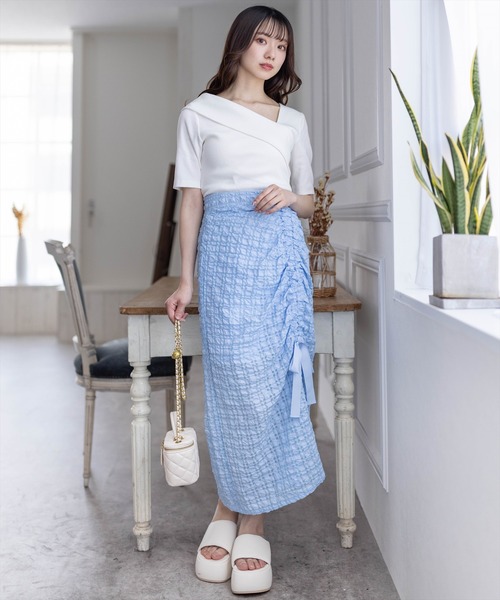 clear（クリア）の「5分袖クロスリブカットソートップス［着回し抜群 オフィスカジュアル］≪再入荷≫（Tシャツ/カットソー・レディース・サーモンピンク/オフホワイト/ブラック・F）」の17枚目の写真