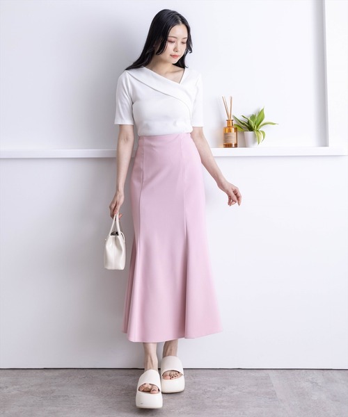 clear（クリア）の「5分袖クロスリブカットソートップス［着回し抜群 オフィスカジュアル］≪再入荷≫（Tシャツ/カットソー・レディース・サーモンピンク/オフホワイト/ブラック・F）」の18枚目の写真