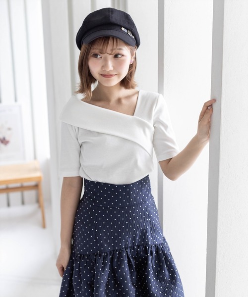 clear（クリア）の「5分袖クロスリブカットソートップス［着回し抜群 オフィスカジュアル］≪再入荷≫（Tシャツ/カットソー・レディース・サーモンピンク/オフホワイト/ブラック・F）」の14枚目の写真