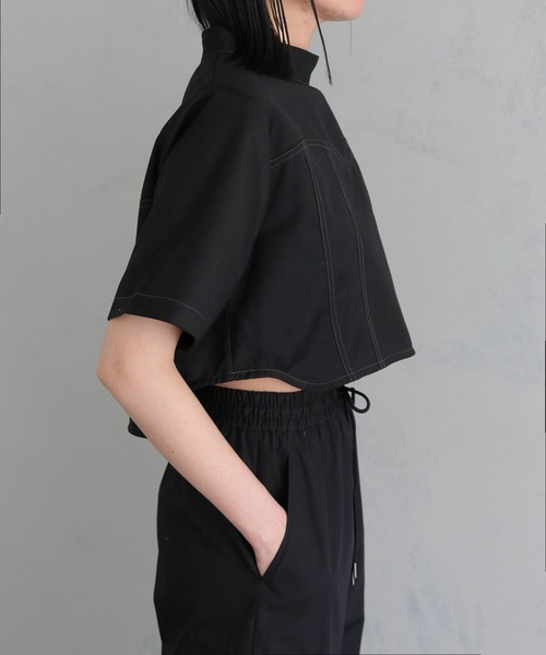 &g'aime(アンジェム)の「【&g’aime】ビスチェステッチショートブラウス(シャツ/ブラウス・レディース・ブラック/チャコールグレー・FREE)」の7枚目の写真