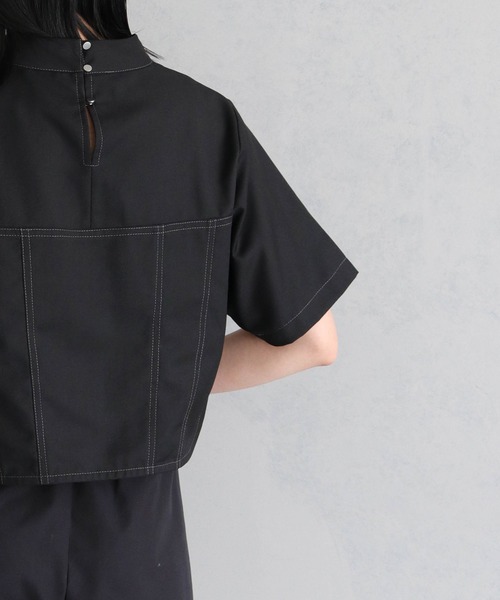 &g'aime(アンジェム)の「【&g’aime】ビスチェステッチショートブラウス(シャツ/ブラウス・レディース・ブラック/チャコールグレー・FREE)」の9枚目の写真