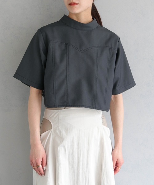 &g'aime(アンジェム)の「【&g’aime】ビスチェステッチショートブラウス(シャツ/ブラウス・レディース・ブラック/チャコールグレー・FREE)」の14枚目の写真